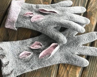 felted gloves felted mittens gloves womens merino wool gloves  merino felted gloves felted gray gloves arm warmers fingerless gloves felt