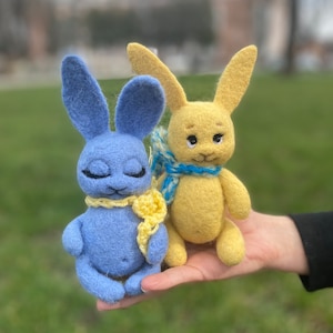 OOAK Felt bunny needle felted bunny Easter bunny needle felted animals cute bunny felt animals Hare rabbit toy Needle Felted Bunny toy