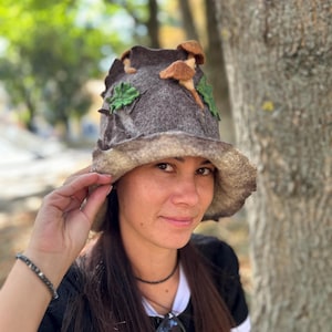 Felt hat Handcrafted sauna felted hat amanitamushroms Felt hat Sauna accessories Felted wool hat costume hat forest hats amanita hat