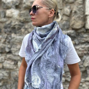 felted scarf  silk scarf nuno felted scarf felted shawl nuno felt scarf nuno felted scarf felted shawl woolen shawl Scarf