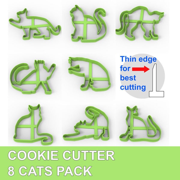 Cat Cookie Cutter Pack of 8 Cookie cutters 3d printed