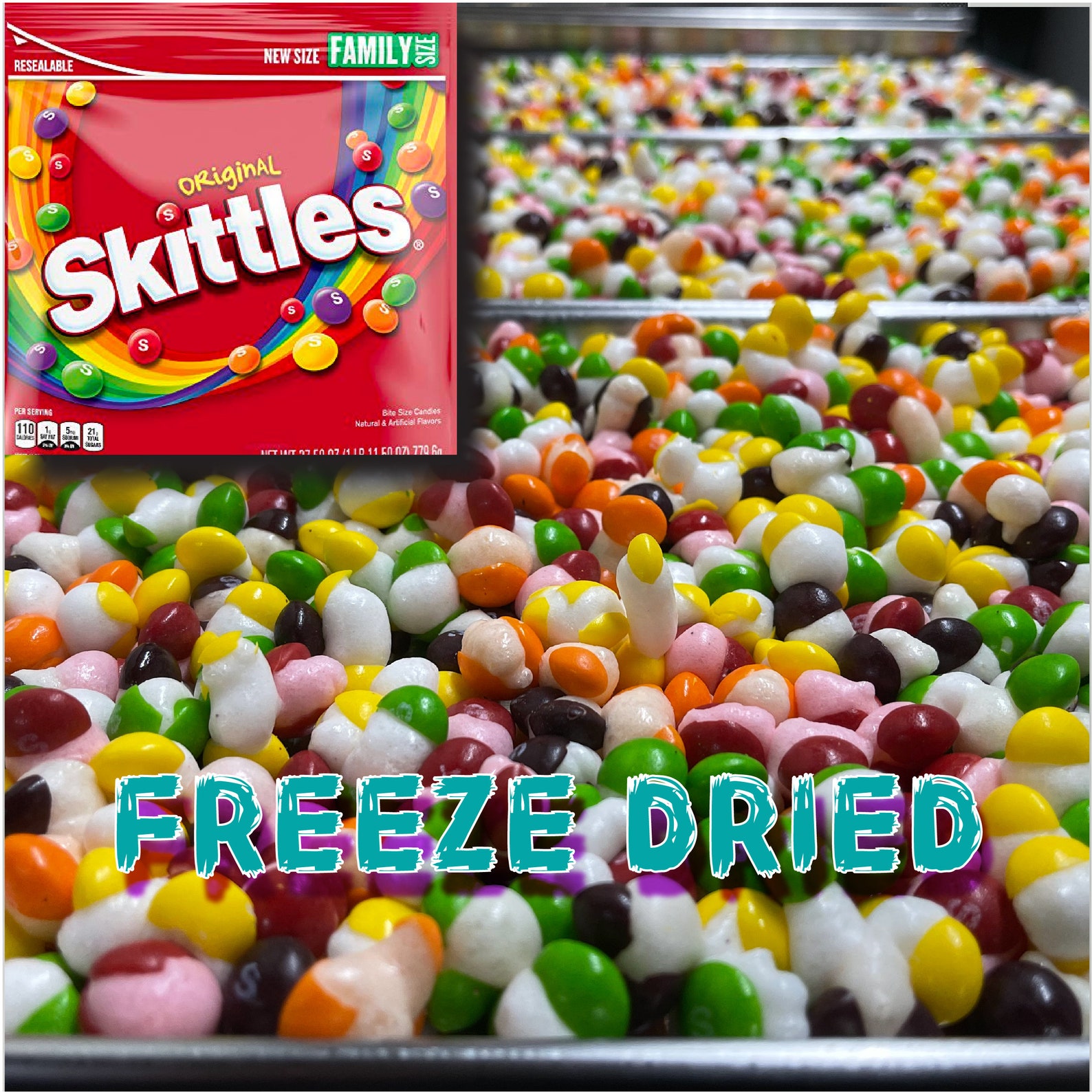 Freeze Dried Candy Skittles Original flavor. This tasty Etsy