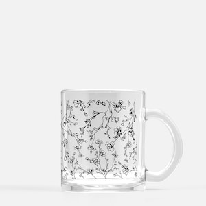 Tiny Flower Floral Mug - Glass Coffee & Tea Mug | Gifts for Her Him | Coffee Tea Loer