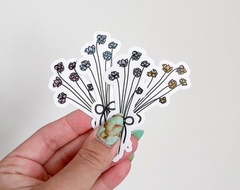 CLEAR Dainty Bouquet Sticker - Vinyl Sticker Decal