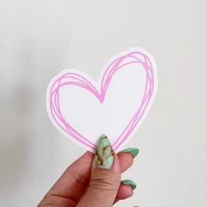 CLEAR Pink Heart Hand Drawn Sticker - Vinyl Sticker Decal