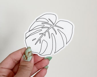 Monstera Leaf Outline Sticker - Vinyl Sticker Decal