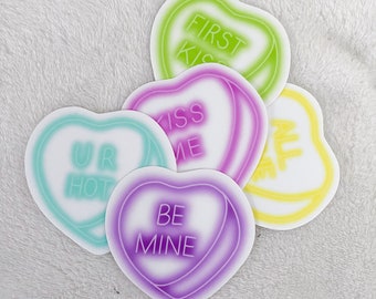 Candy Hearts Valentine's Day Stickers - Vinyl Sticker Decal