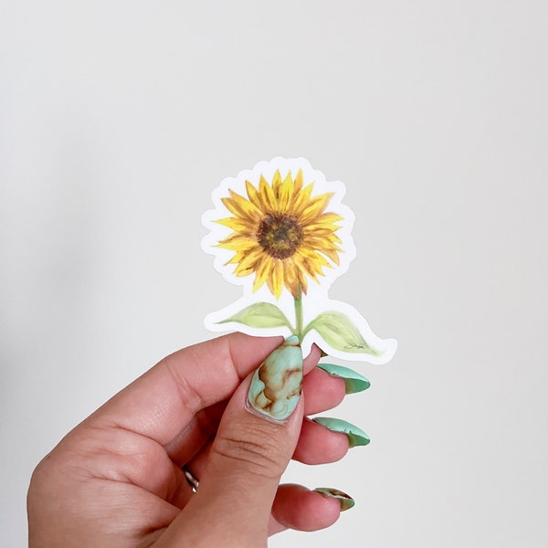 Watercolor Sunflower Sticker - Vinyl Sticker Decal