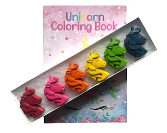 Unicorn Crayon Set + Mini Coloring Book (Kids Birthday Gift, Summer Screen-Free Activity, Unicorn Gift, Unicorn Birthday)