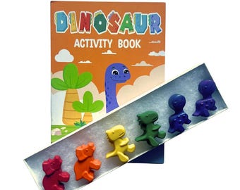 Dinosaur Crayon Box + Mini Coloring Book (Kids Gift, Dinosaur Party, Dino Gift, Back to School Gift)