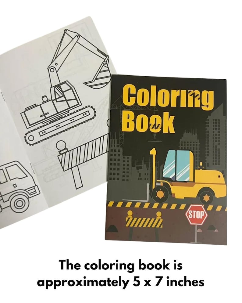 Construction Truck Crayon Set & Mini Coloring Book: Kids Birthday Gift image 2