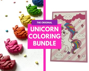 Unicorn Crayon Set + Mini Coloring Book: Kids Birthday Gift