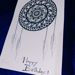 Carte d’anniversaire Carte mandala Inprefect Dessinée à la main et imprimé Carte personnalisée Mandala carte d’anniversaire