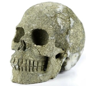 5.1&quot; PYRITE&ROCK Carved Crystal Skull, Realistic, Crystal Healing