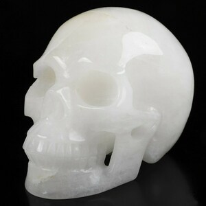 5.0&quot; Natural QUARTZ ROCK CRYSTAL Carved Crystal Skull, Realistic, Crystal Healing