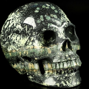 Huge 5.0&quot; FIREWORKS STONE Carved Crystal Skull, Realistic, Crystal Healing, home decorative, meditation stone,