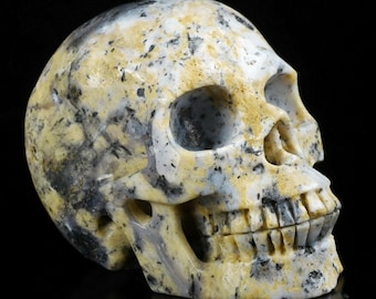 5.0" AGATE Flower Carved Crystal Skull, Realistic, Crystal Healing, Metaphysical, Meditation crystal, home decor, Skull collection