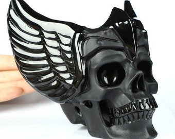 Black Obsidian Warrior Carved Crystal Skull  , Crystal Healing, skull decorative mineral, metaphysical healing