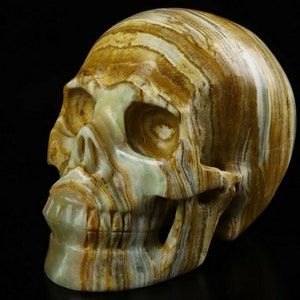 5,1 &quot;AFGHANISTAN ONYX JADE geschnitzter Kristallschädel, realistisch, Kristallheilung, metaphysische Heilung, Kristallgeschenk
