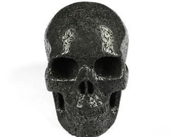 5.0&quot; HOT LAVA STONE Carved Crystal Skull, Realistic, Crystal Healing, lava material from Hawaii