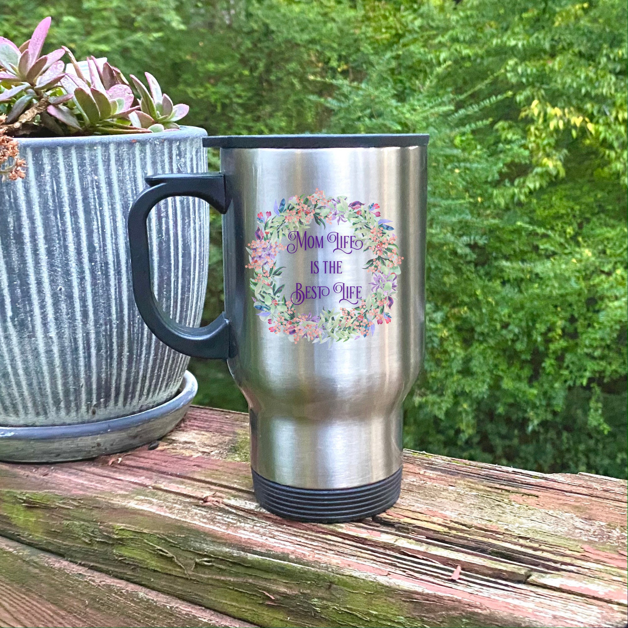 Mom Floral Travel Mug Mom Life is the Best Life Travel Mug Etsy UK