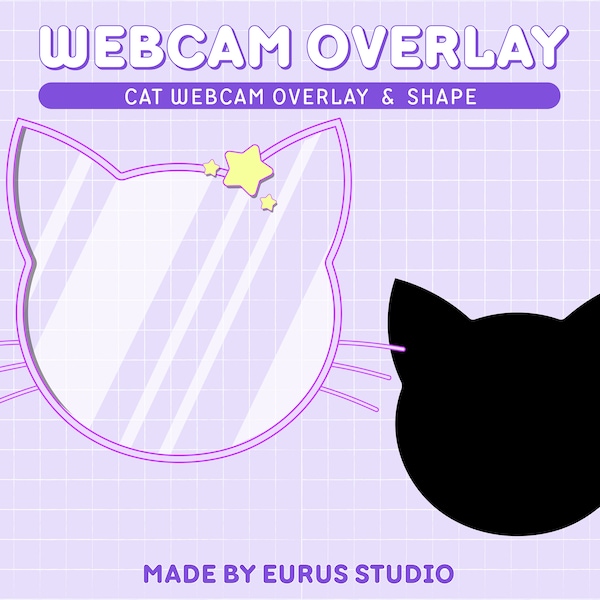 Twitch Kitten Webcam Overlay / Stream Graphics / Cam Overlay / Kawaii / Streamer / Sparkle / Animal / Pink Stream Border