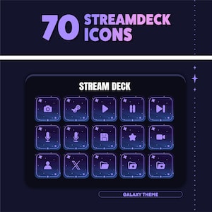 Galaxy Streamdeck Icon Set | 70+ Cute Galaxy Icon Pack for Elgato Streamdeck  | Twitch Streamer Assets