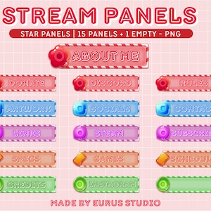 16x Twitch Candy crush  Panels / Badges / Kawaii / Streamer / Sparkle / Aesthetic / Pastel