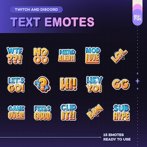 15 Blue Twitch Text Emotes and Discord Emotes Bundle / Pack / Set