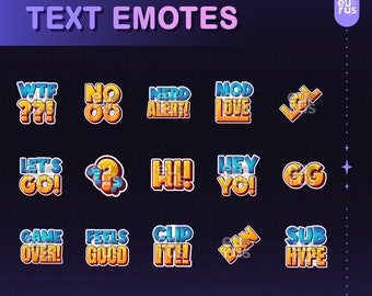15 Blue Twitch Text Emotes and Discord Emotes Bundle / Pack / Set