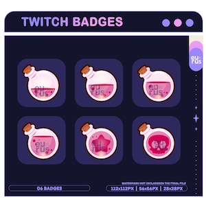 Dark Pink Twitch Badges Collection / Bit Badges / Emote / Cute sub badges / Kawaii / Streamer / Pastel / youtube Badges