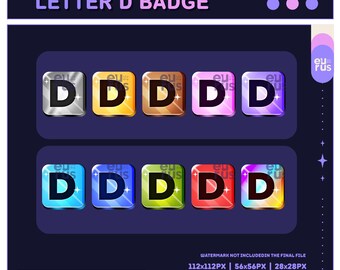 Letter "D" Badge |  Twitch Sub & Bit Badges | Loyalty Badges | Discord Badges