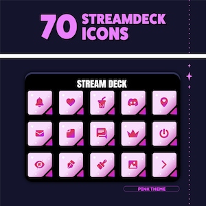 Pink Streamdeck Icon Set | 70+ Cute Pink Icon Pack for Elgato Streamdeck  | Twitch Streamer Assets