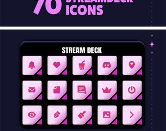 Pink Streamdeck Icon Set | 70+ Cute Pink Icon Pack for Elgato Streamdeck  | Twitch Streamer Assets