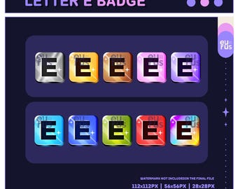 Letter "E" Badge |  Twitch Sub & Bit Badges | Loyalty Badges | Discord Badges