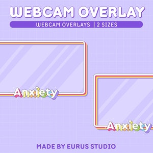 Twitch Anxiety Webcam Overlay / Stream Graphics / Cam Overlay / Kawaii / Streamer / Sparkle / Animal / Pink Stream Border