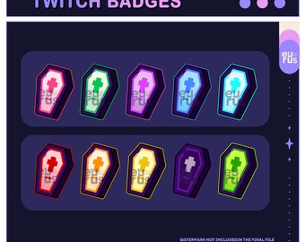 Coffins Twitch Badges Collection / Bit Badges / Emote / Cute sub badges / Kawaii / Streamer / Pastel / youtube Badges