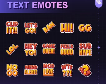 15 Twitch Text Emotes and Discord Emotes Bundle / Pack / Set