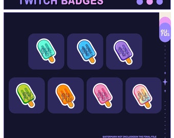 Popsicle Twitch Badges Collection / Bit Badges / Emote / Cute sub badges / Kawaii / Streamer / Pastel / youtube Badges