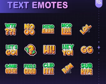 15 green Twitch Text Emotes and Discord Emotes Bundle / Pack / Set