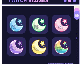 Star Twitch Badges Collection / Bit Badges / Emote / Cute sub badges / Kawaii / Streamer / Pastel / youtube Badges