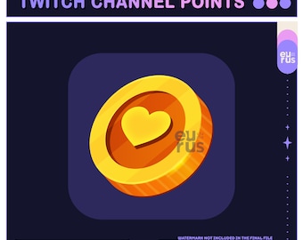 Heart Coin Channel Points Icon / Emote for Twitch - Instant Download!