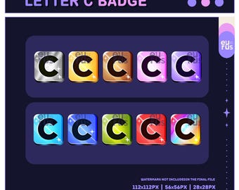 Letter "C" Badge |  Twitch Sub & Bit Badges | Loyalty Badges | Discord Badges