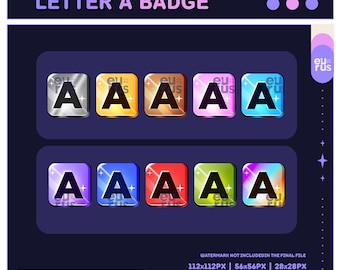 Letter "A" Badge |  Twitch Sub & Bit Badges | Loyalty Badges | Discord Badges