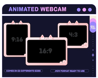 Animated Cat Webcam Border |  Cute  Webcam Frame for Streamers | Twitch Youtube Tiktok Facebook Camera Overlay | OBS