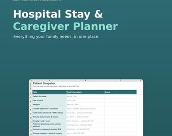 Hospital Stay Caregiver Planner, Medication Tracker, Discharge Checklist (Digital Download)