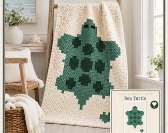 Sea Turtle Graphgan Chart, Ocean Blanket PDF, Coastal Crochet Design