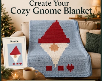 Christmas Gnome Crochet Graphgan Pattern, Beginner Blanket Chart, Chunky Knit PDF