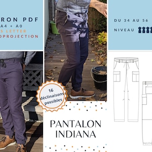 INDIANA Men's Pants - PDF Sewing Pattern - Sizes 34 -> 56