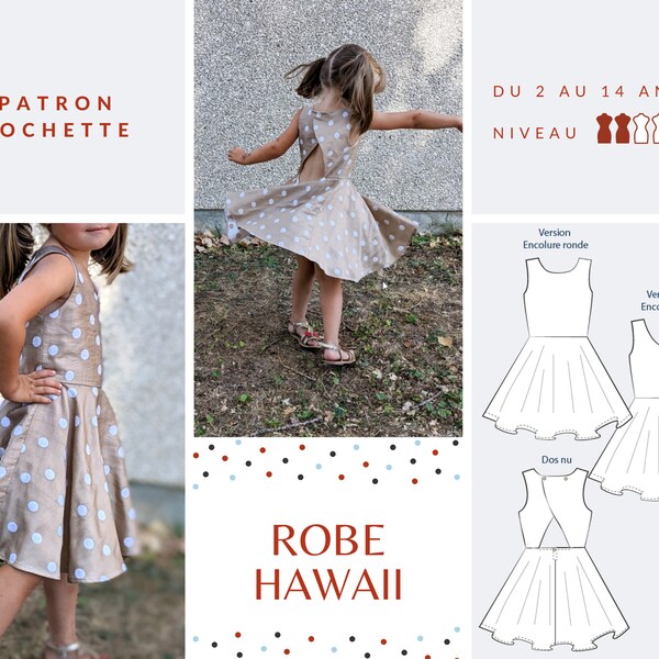 Robe enfant HAWAII - Patron de couture papier (Pochette) - Tailles du 2 au 14 ans